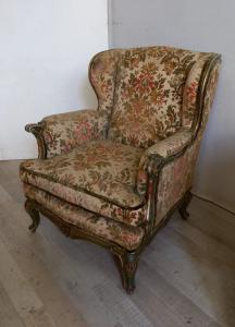 Elegante poltrona veneziana laccata e dipinta - stile Luigi XV - barocchetto 900